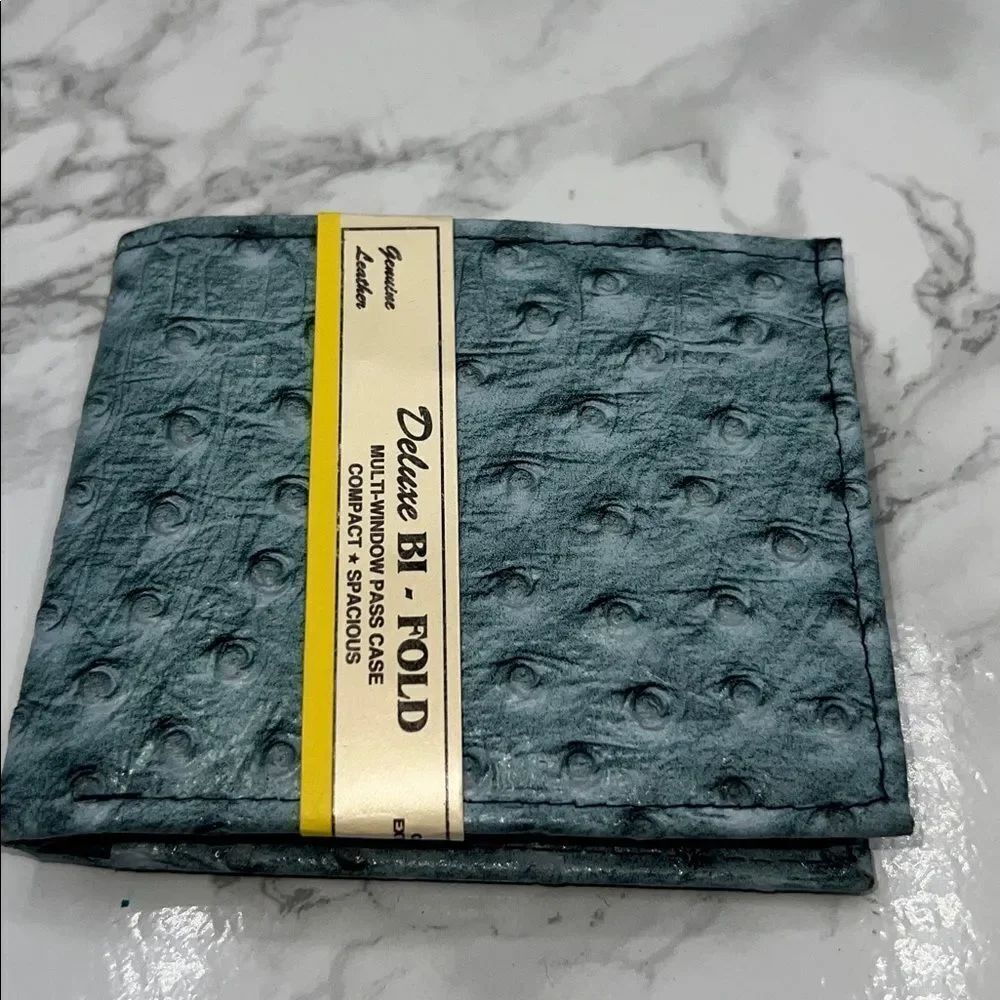 DELUX Genuine Leather Blue Bifold Wallet-New!